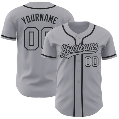 Custom Gray Gray-Black Authentic Baseball Jersey - Sky-Custom