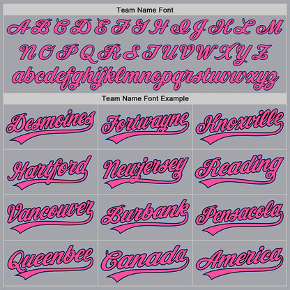 Custom Gray Light Blue Black-Pink Authentic Baseball Jersey - Sky-Custom