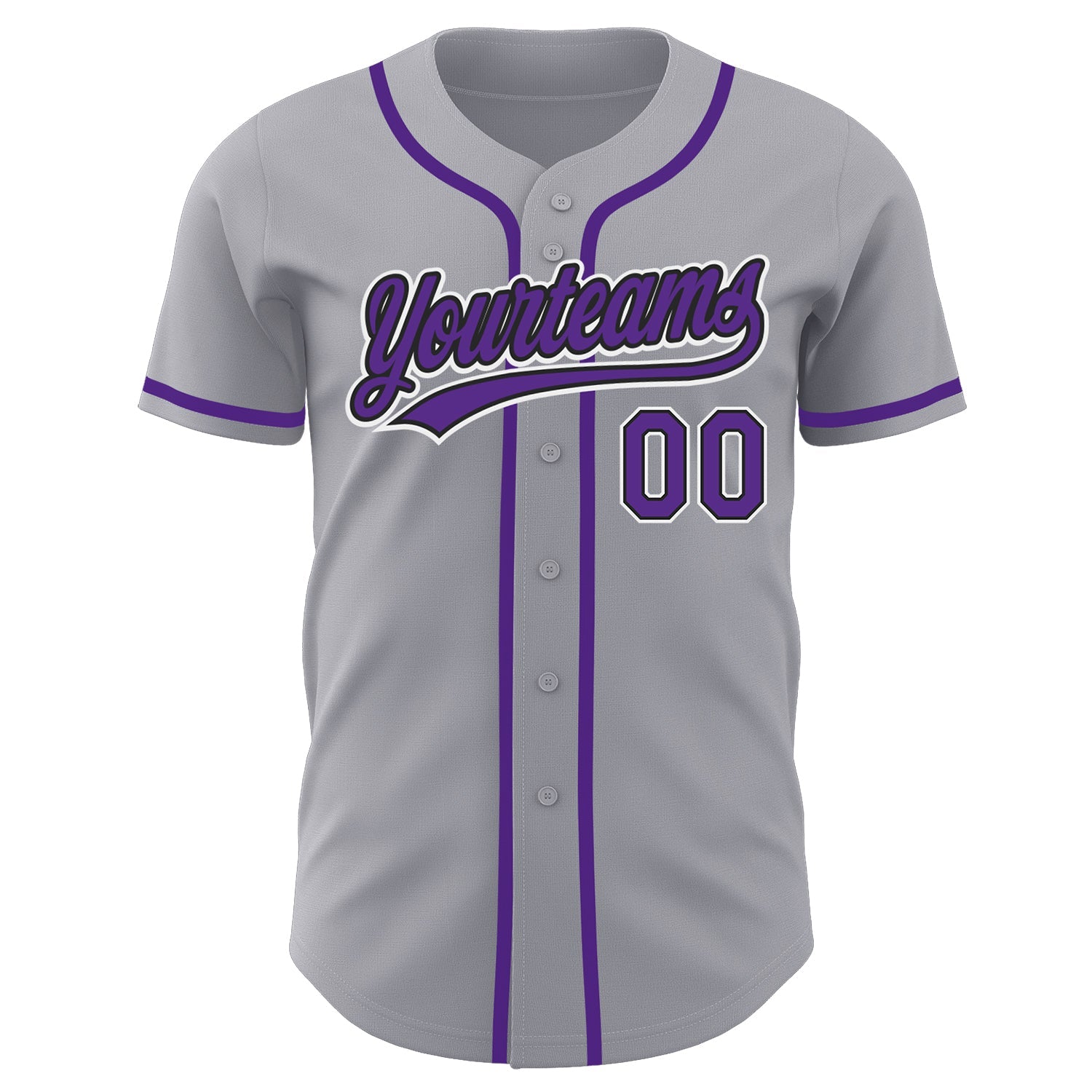 Custom Gray Purple-Black Authentic Baseball Jersey - Sky-Custom
