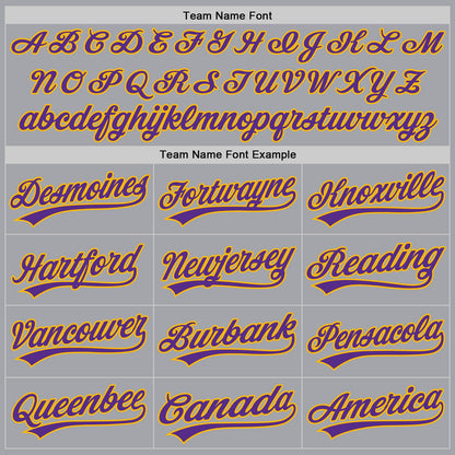 Custom Gray Purple-Gold Authentic Baseball Jersey - Sky-Custom