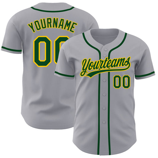 Custom Gray Green-Gold Authentic Baseball Jersey - Sky-Custom