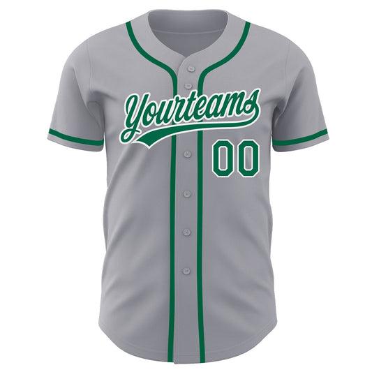 Custom Gray Kelly Green-White Authentic Baseball Jersey - Sky-Custom