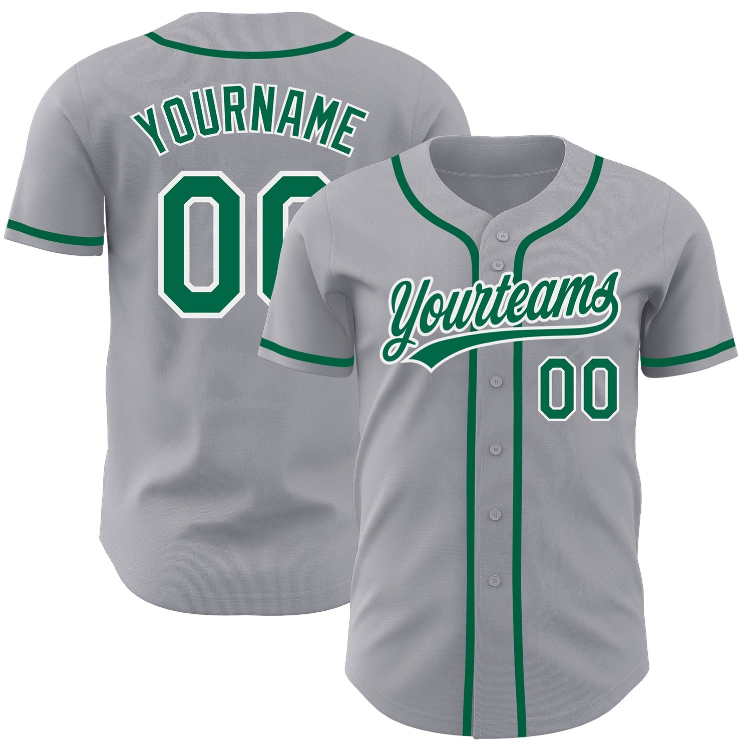 Custom Gray Kelly Green-White Authentic Baseball Jersey - Sky-Custom