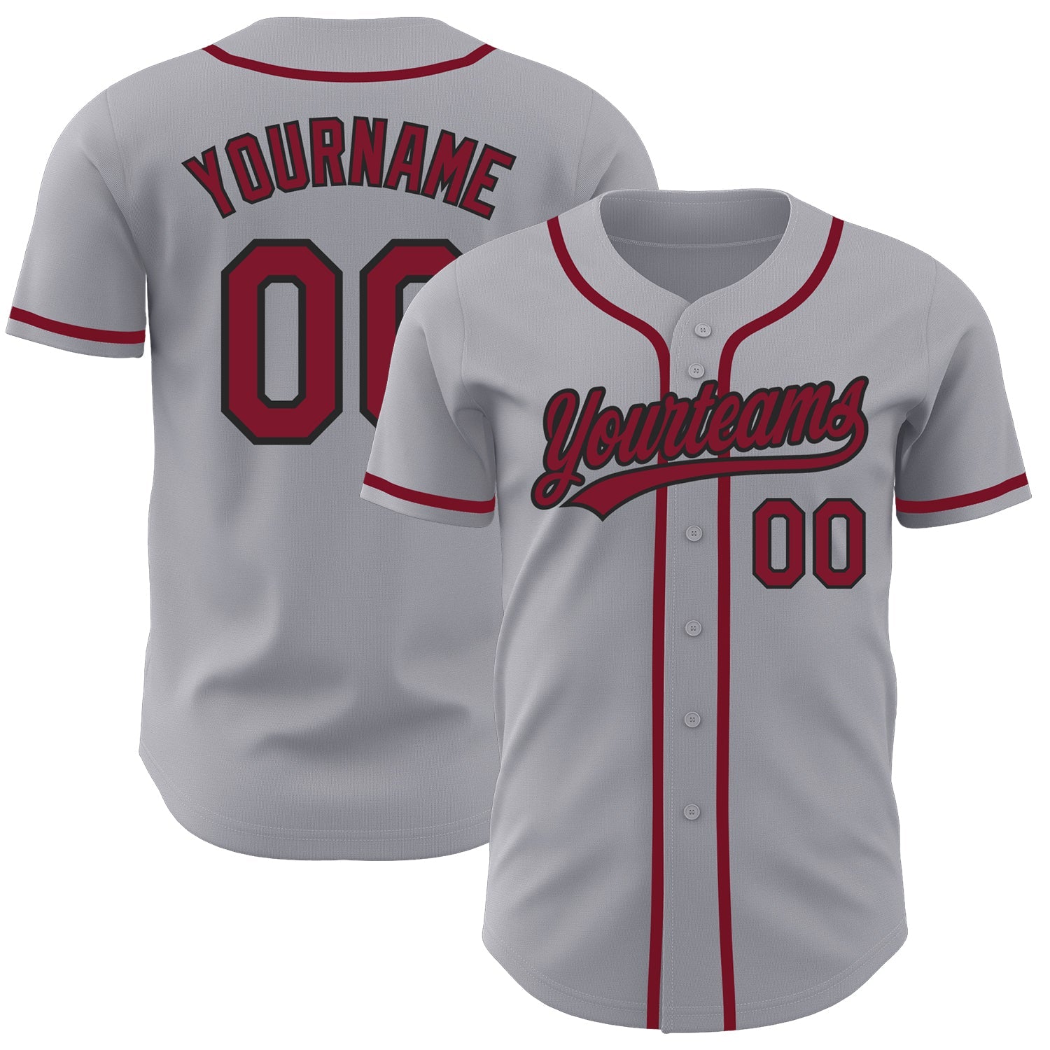 Custom Gray Crimson-Black Authentic Baseball Jersey - Sky-Custom