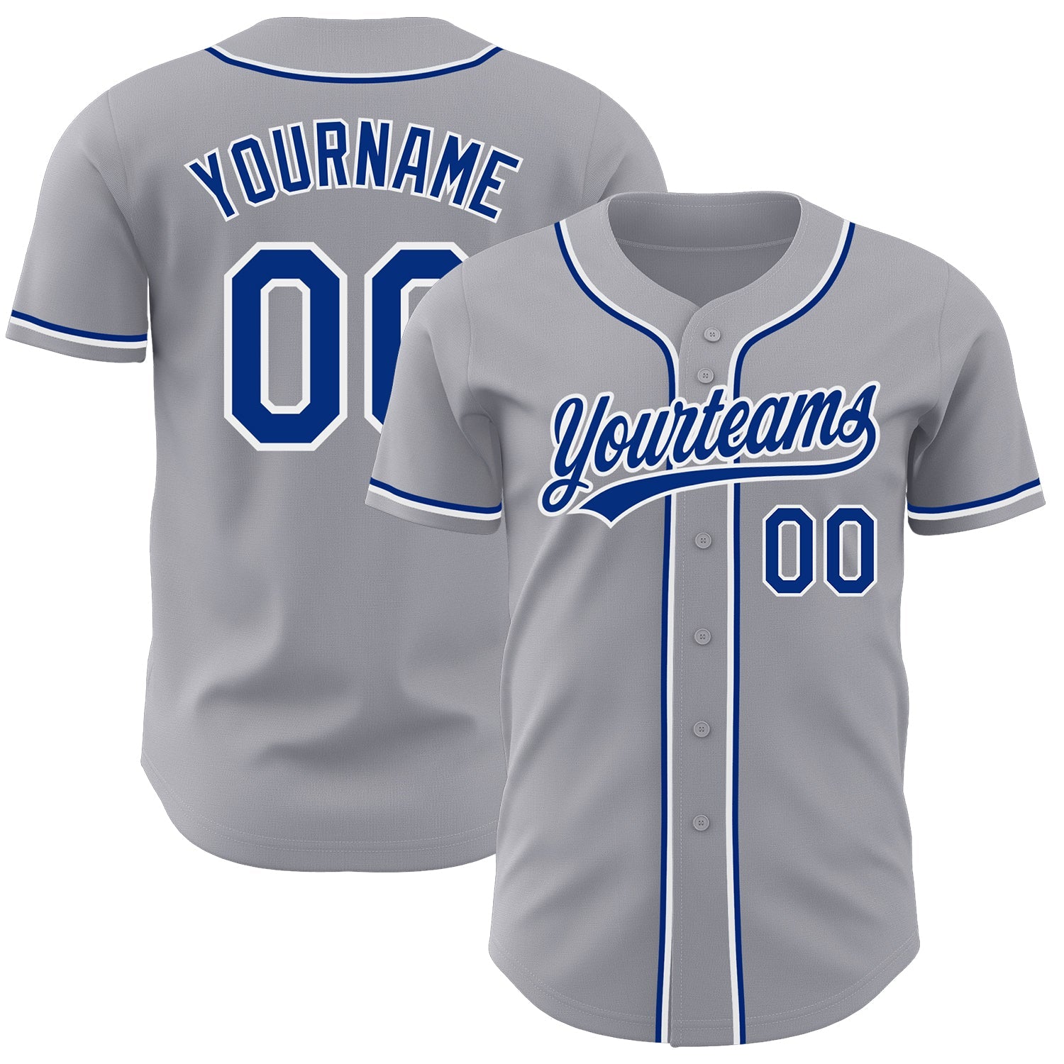 Custom Gray Royal-White Authentic Baseball Jersey - Sky-Custom