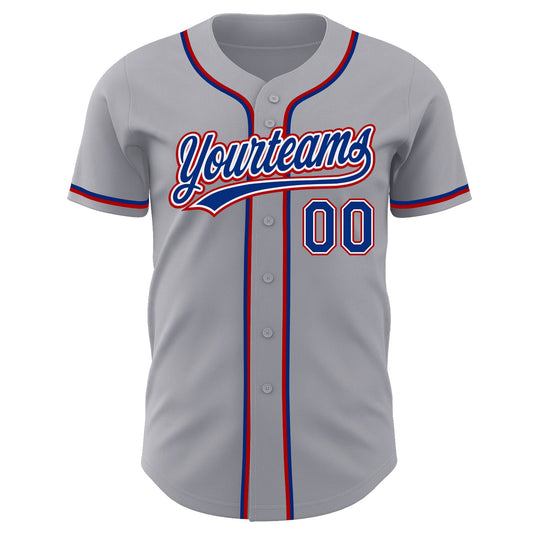 Custom Gray Royal-Red Authentic Baseball Jersey - Sky-Custom