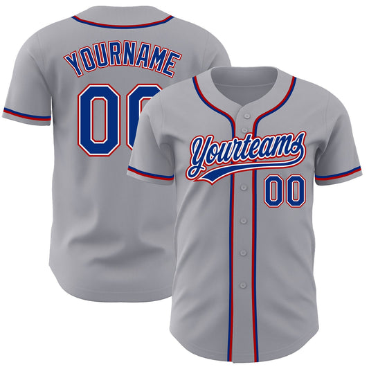 Custom Gray Royal-Red Authentic Baseball Jersey - Sky-Custom