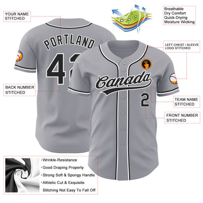 Custom Gray Black-White Authentic Baseball Jersey - Sky-Custom