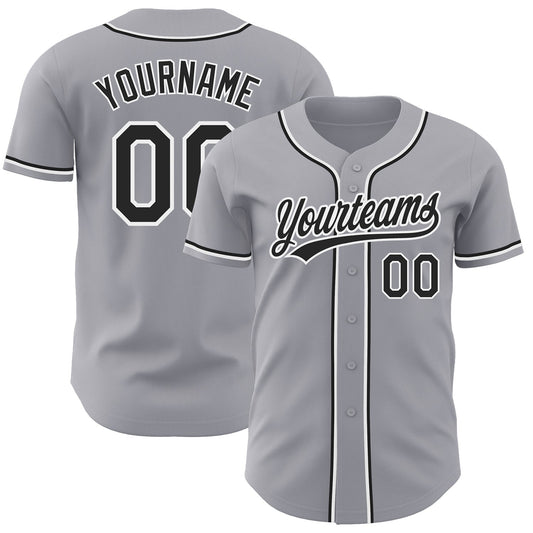 Custom Gray Black-White Authentic Baseball Jersey - Sky-Custom