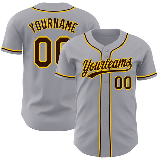 Custom Gray Brown-Gold Authentic Baseball Jersey - Sky-Custom