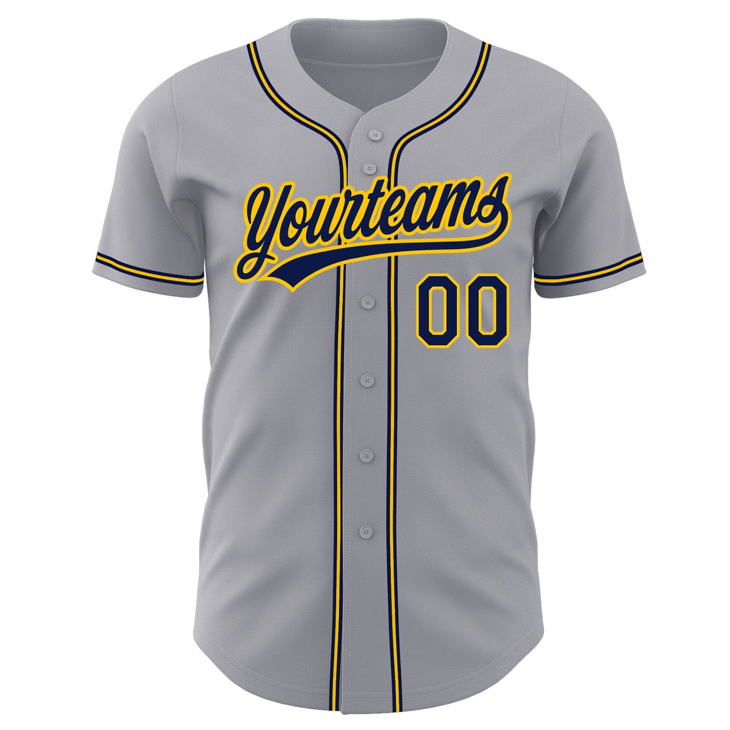 Custom Gray Navy-Gold Authentic Baseball Jersey - Sky-Custom