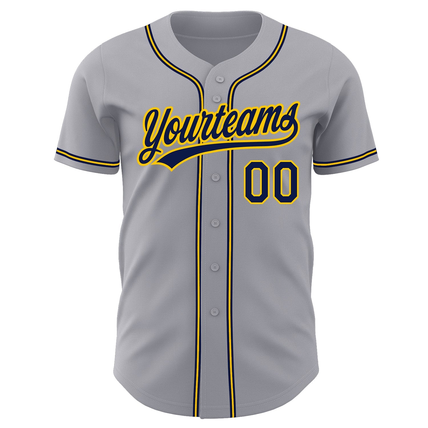 Custom Gray Navy-Gold Authentic Baseball Jersey - Sky-Custom