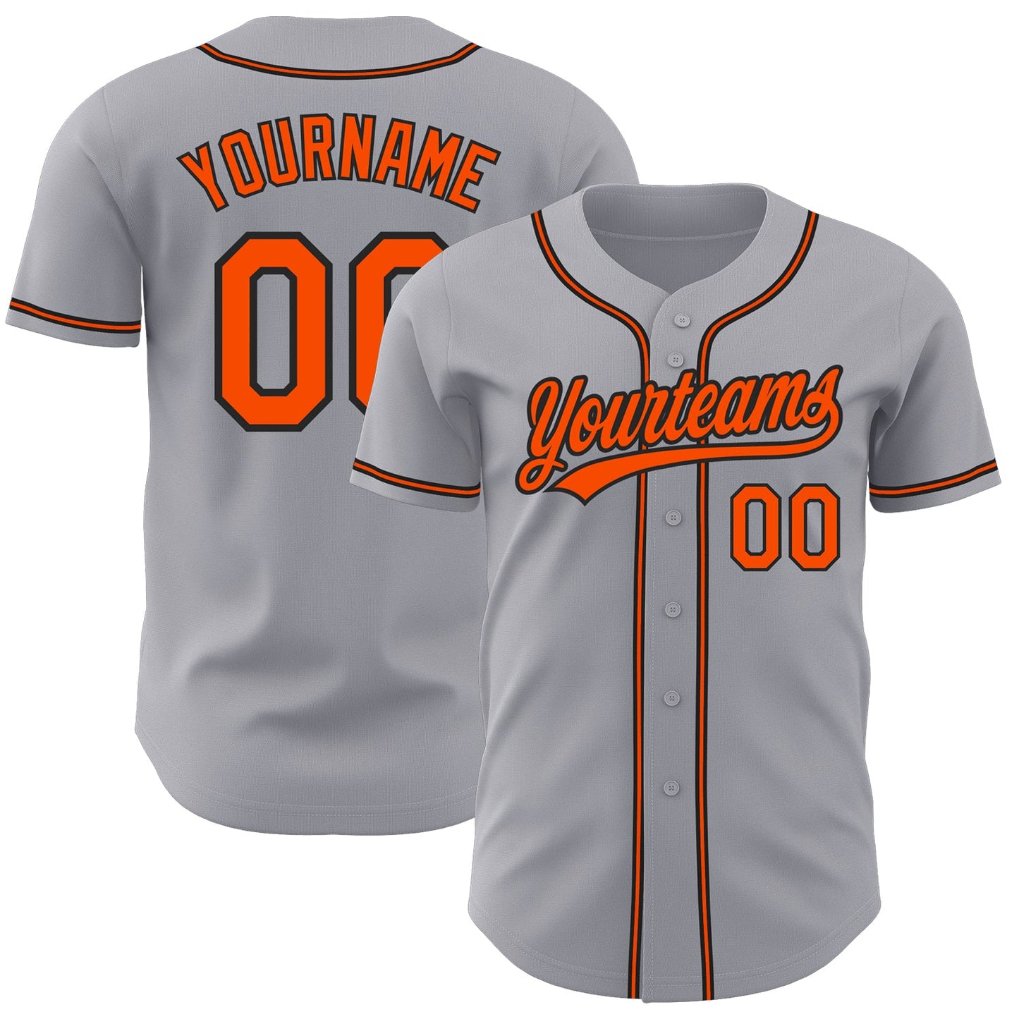 Custom Gray Orange-Black Authentic Baseball Jersey - Sky-Custom