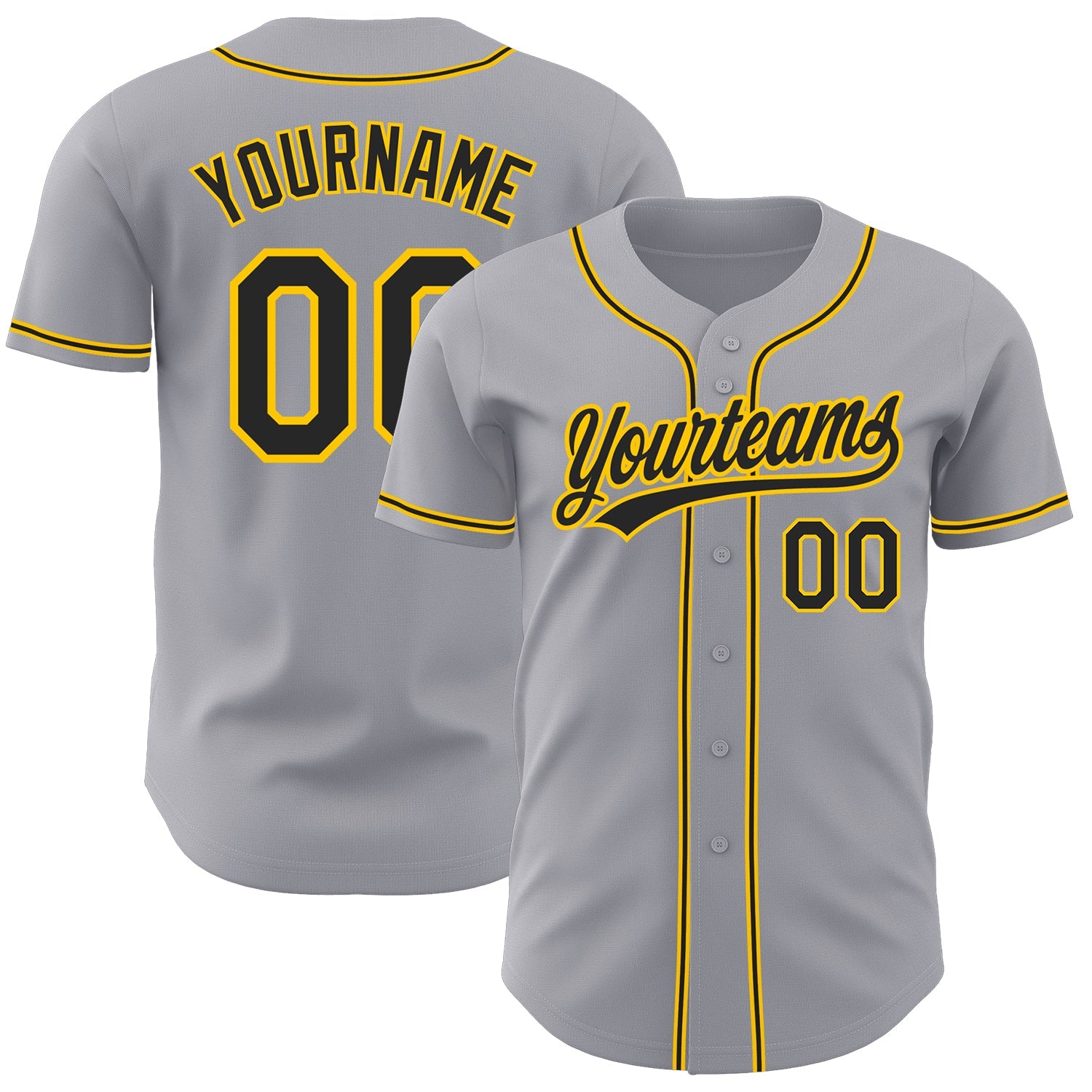 Custom Gray Black-Gold Authentic Baseball Jersey - Sky-Custom