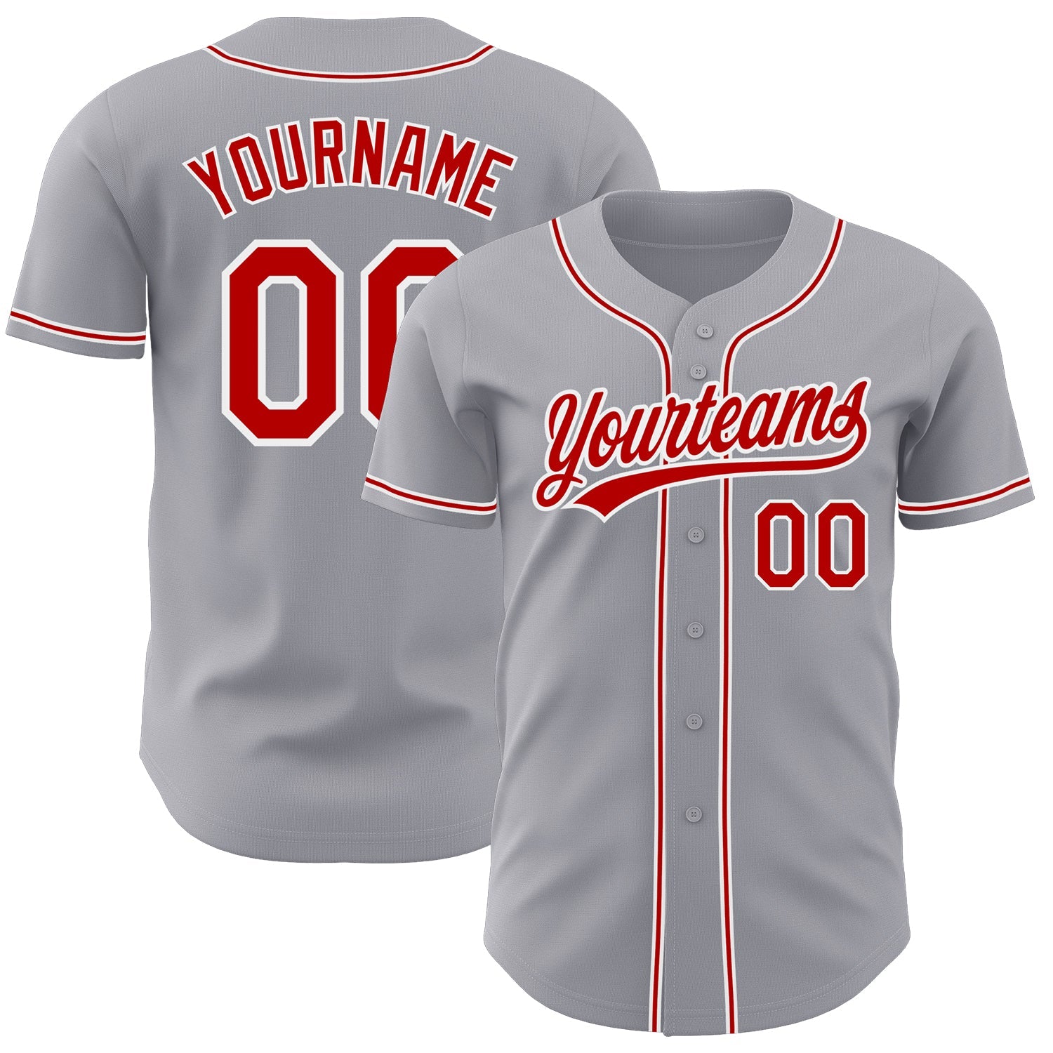 Custom Gray Red-White Authentic Baseball Jersey - Sky-Custom