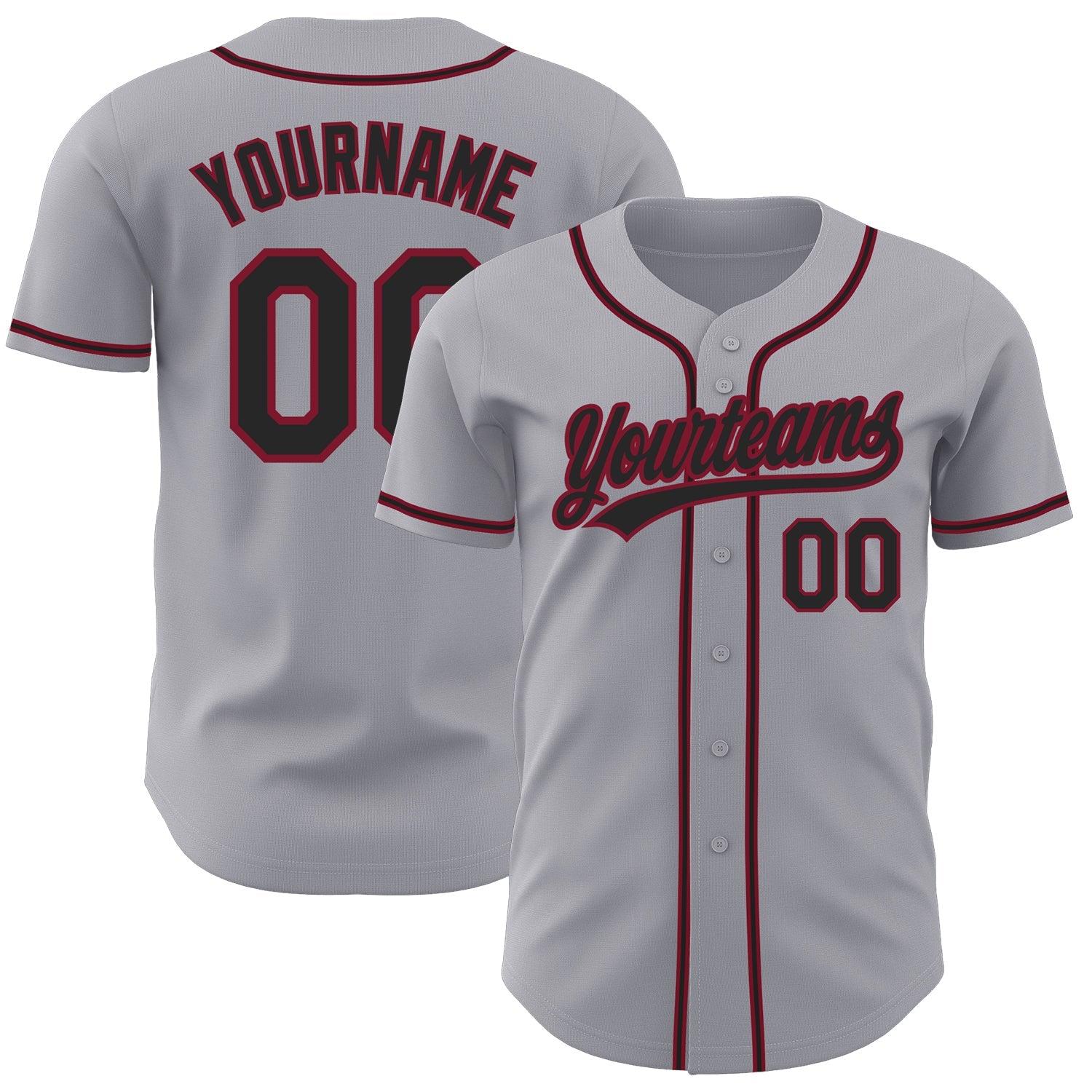 Custom Gray Black-Crimson Authentic Baseball Jersey - Sky-Custom