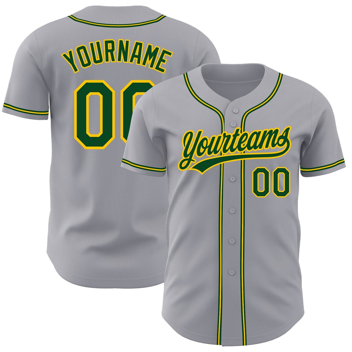 Custom Gray Green-Gold Authentic Baseball Jersey - Sky-Custom
