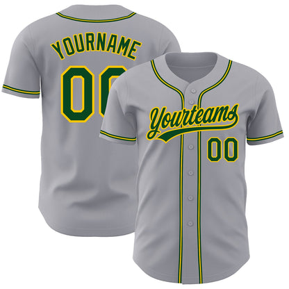 Custom Gray Green-Gold Authentic Baseball Jersey - Sky-Custom