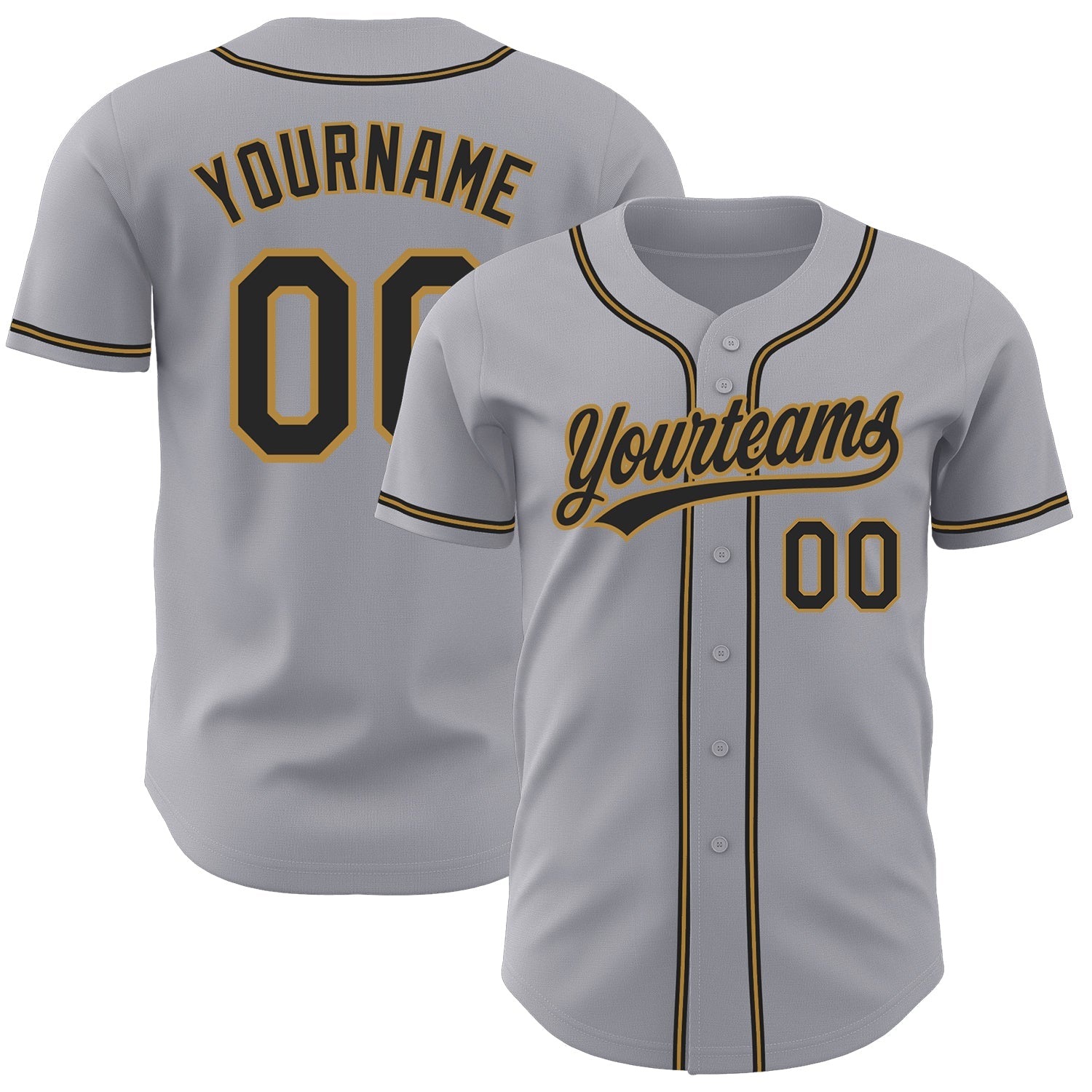 Custom Gray Black-Old Gold Authentic Baseball Jersey - Sky-Custom