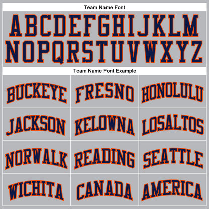 Custom Gray Navy Pinstripe Navy-Orange Authentic Basketball Jersey - Sky-Custom