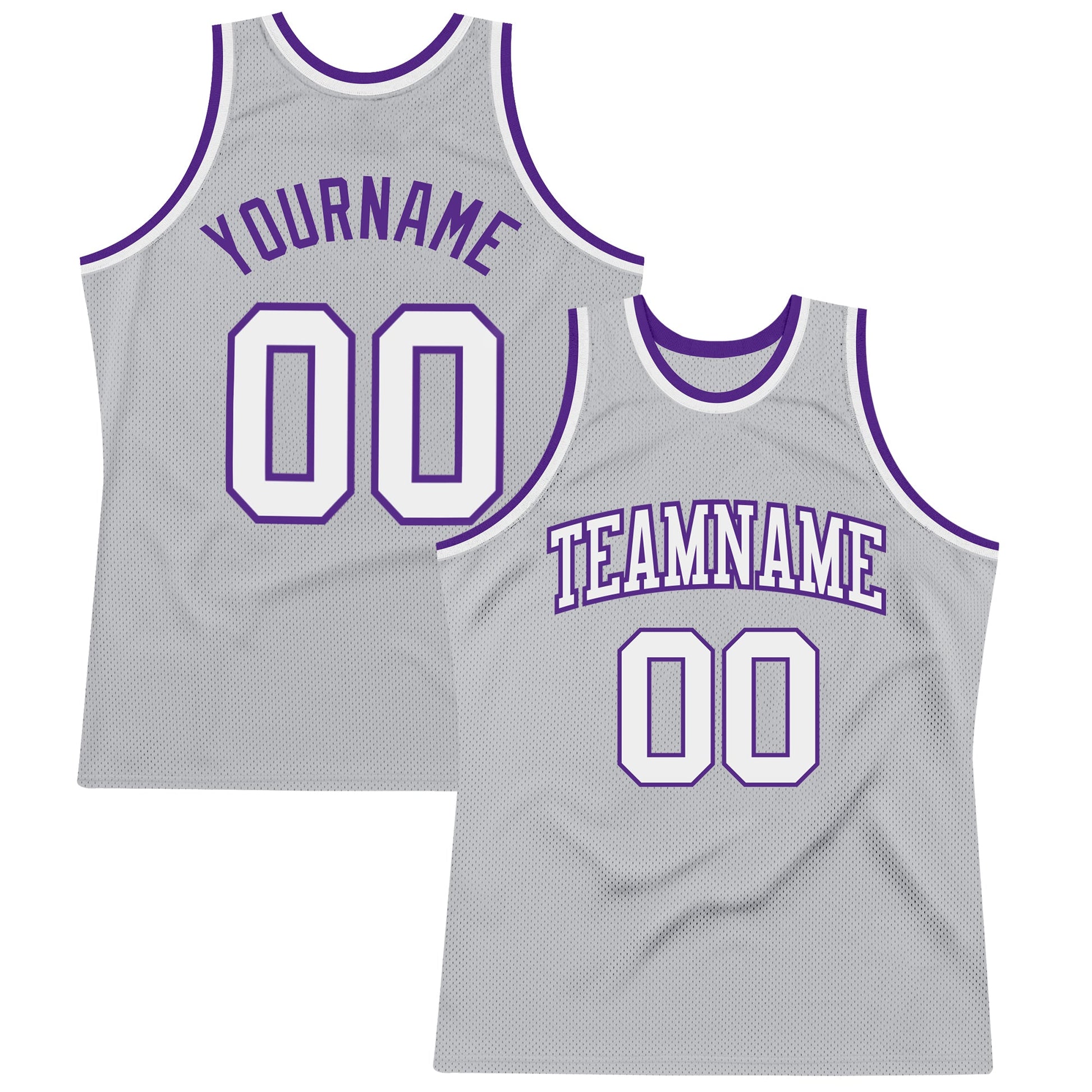 Custom Gray White-Purple Authentic Throwback Basketball Jersey - Sky-Custom