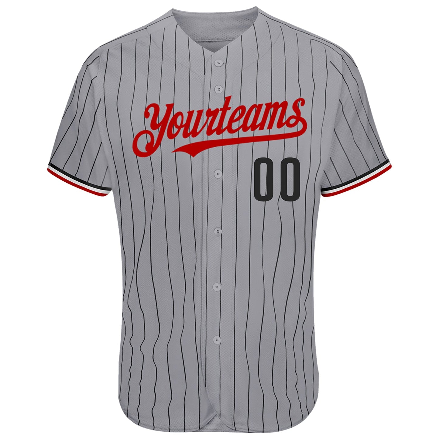 Custom Gray Black Pinstripe Red-White Authentic Baseball Jersey - Sky-Custom