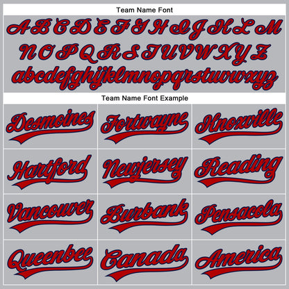 Custom Gray Navy Pinstripe Red Authentic Baseball Jersey - Sky-Custom