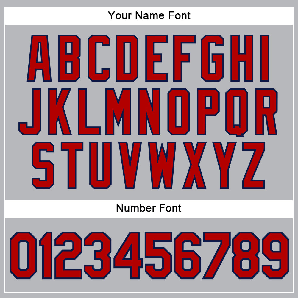 Custom Gray Navy Pinstripe Red Authentic Baseball Jersey - Sky-Custom