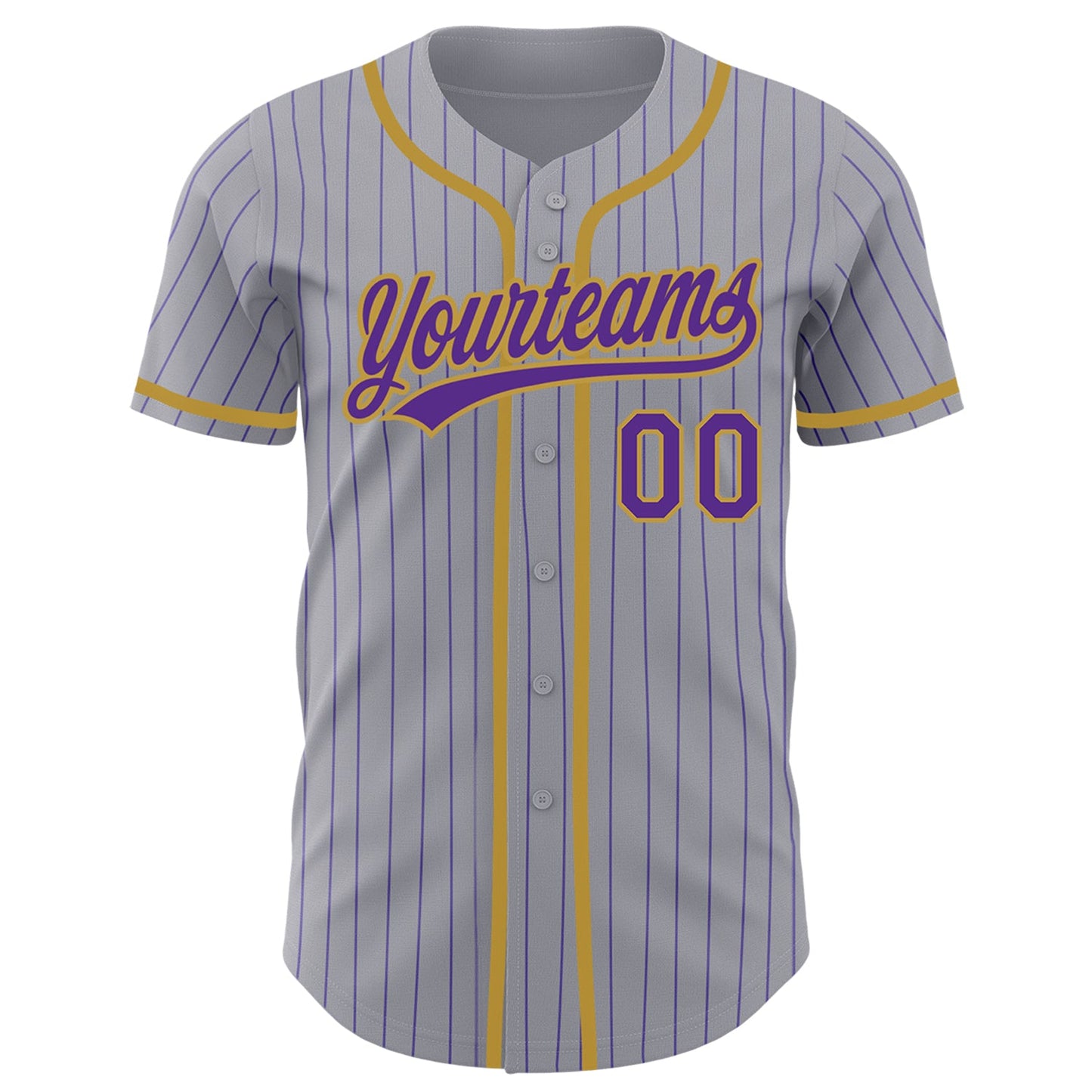 Custom Gray Purple Pinstripe Old Gold Authentic Baseball Jersey - Sky-Custom