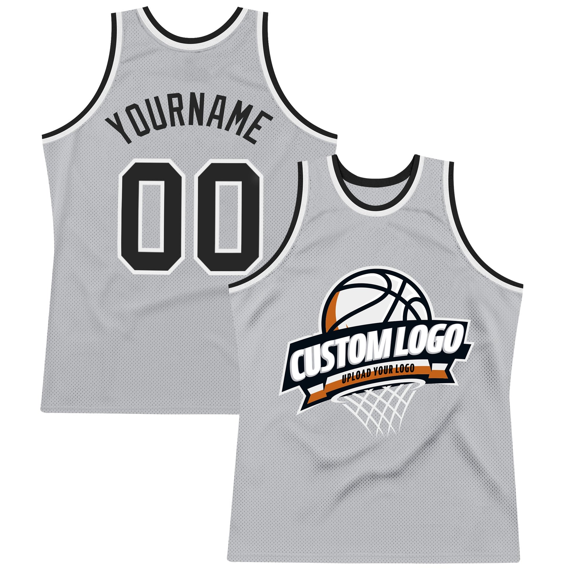 Custom Gray Black-White Authentic Throwback Basketball Jersey - Sky-Custom