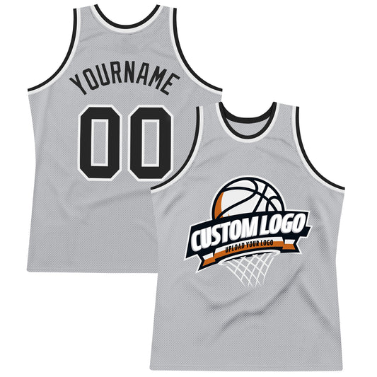 Custom Gray Black-White Authentic Throwback Basketball Jersey - Sky-Custom