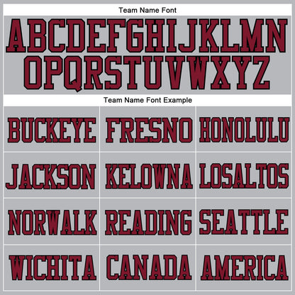 Custom Gray Crimson-Black Mesh Authentic Football Jersey - Sky-Custom