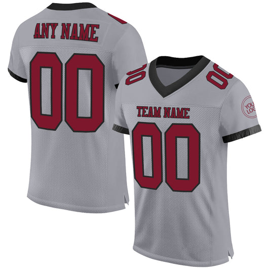 Custom Gray Crimson-Black Mesh Authentic Football Jersey - Sky-Custom