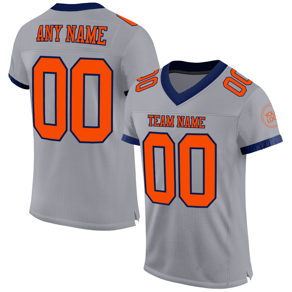 Custom Gray Orange-Navy Mesh Authentic Football Jersey - Sky-Custom