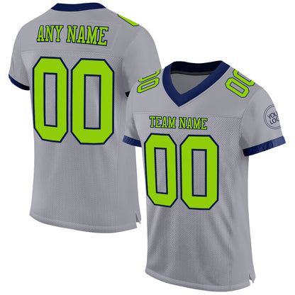 Custom Gray Neon Green-Navy Mesh Authentic Football Jersey - Sky-Custom