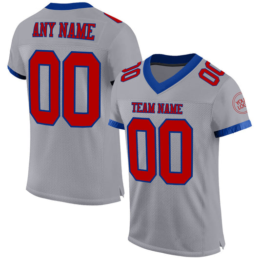Custom Gray Red-Royal Mesh Authentic Football Jersey - Sky-Custom