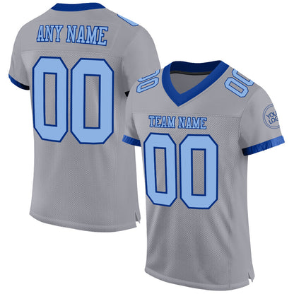 Custom Gray Light Blue-Royal Mesh Authentic Football Jersey - Sky-Custom