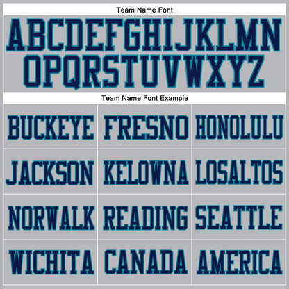 Custom Gray Navy-Teal Mesh Authentic Football Jersey - Sky-Custom