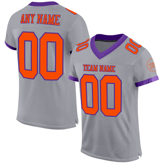 Custom Gray Orange-Purple Mesh Authentic Football Jersey - Sky-Custom