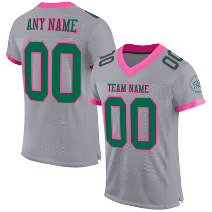 Custom Gray Kelly Green-Pink Mesh Authentic Football Jersey - Sky-Custom
