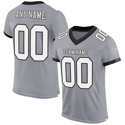 Custom Gray White-Black Mesh Authentic Football Jersey - Sky-Custom