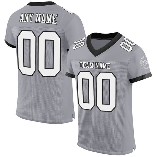 Custom Gray White-Black Mesh Authentic Football Jersey - Sky-Custom