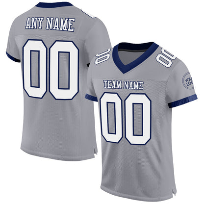 Custom Gray White-Navy Mesh Authentic Football Jersey - Sky-Custom