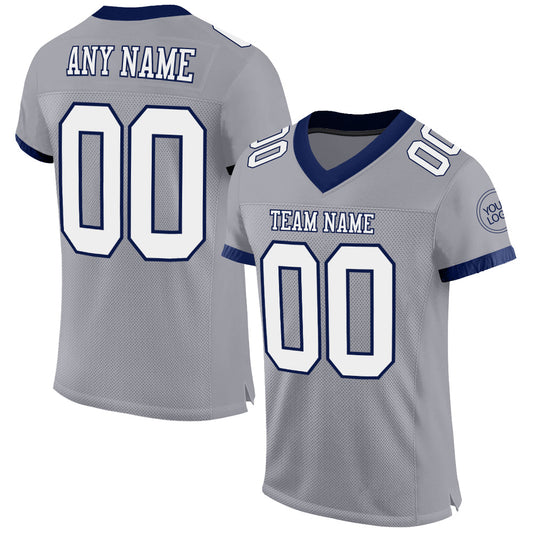 Custom Gray White-Navy Mesh Authentic Football Jersey - Sky-Custom