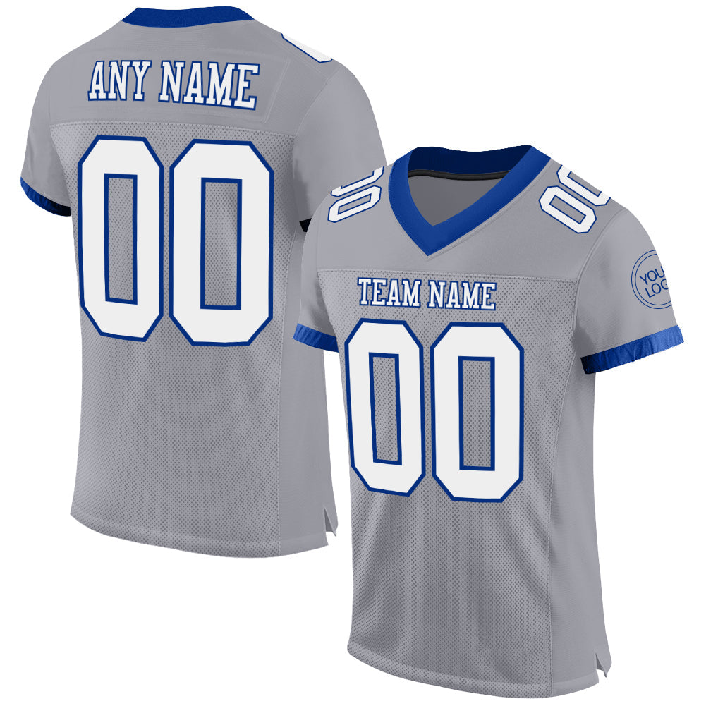 Custom Gray White-Royal Mesh Authentic Football Jersey - Sky-Custom