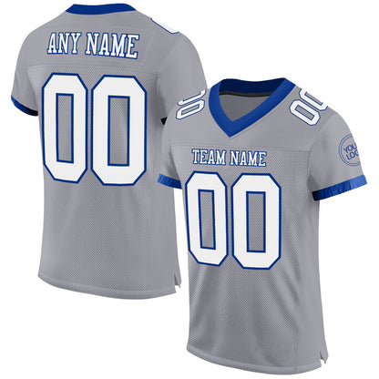 Custom Gray White-Royal Mesh Authentic Football Jersey - Sky-Custom
