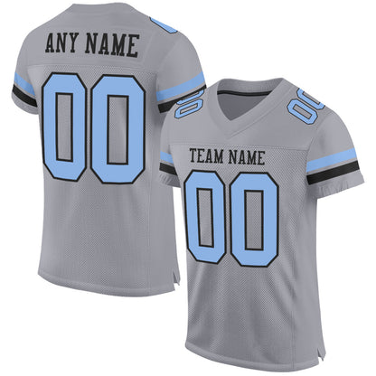 Custom Gray Light Blue-Black Mesh Authentic Football Jersey - Sky-Custom