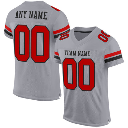 Custom Gray Red-Black Mesh Authentic Football Jersey - Sky-Custom