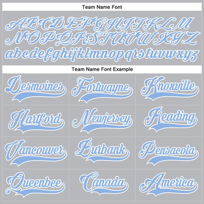 Custom Gray Light Blue-White Hockey Lace Neck Jersey - Sky-Custom