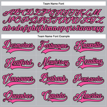 Custom Gray Pink-Black Hockey Lace Neck Jersey - Sky-Custom